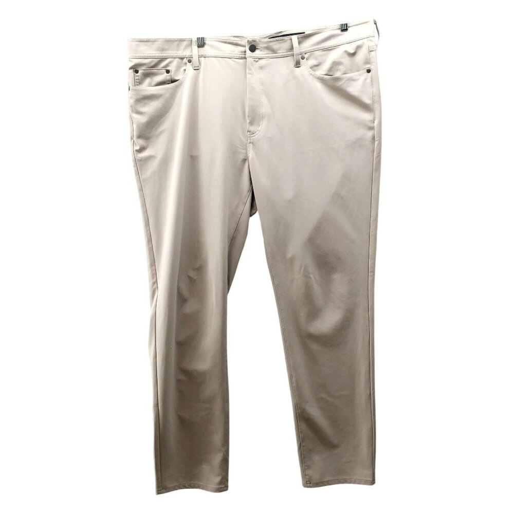 J. Hilburn Performance Pants Mens 44x32 Beige‎ Flat Front Slim Fit